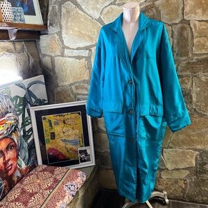 Vintage EXPRESS teal silk duster coat